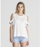 T-Shirt LOVE com corte nos ombros