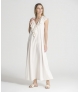 Vestido em V com folho bordado Inglês