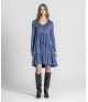 Vestido decote em v com folhos