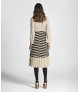 Vestido comprido plissado com riscas