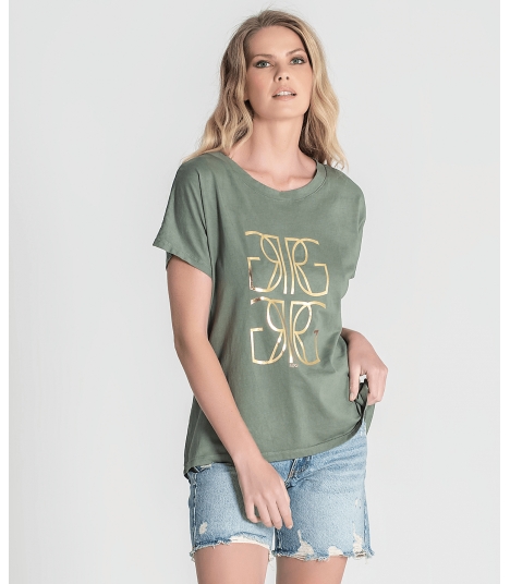 T-Shirt estampado dourado