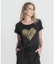T-Shirt estampado coração dourado