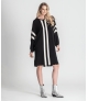 Vestido canelado com riscas