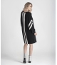 Vestido canelado com riscas