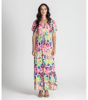 Vestido comprido animal print