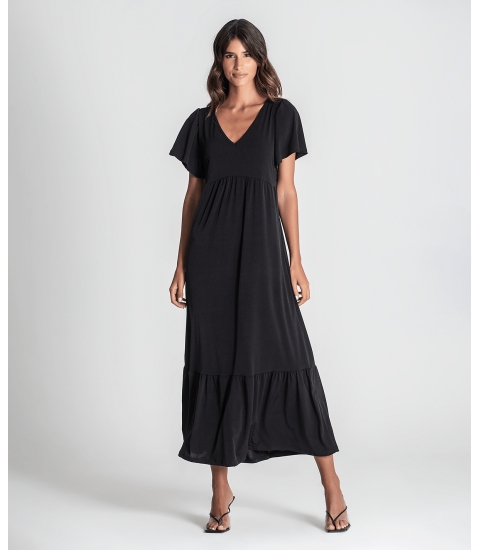 Vestido comprido decote em V