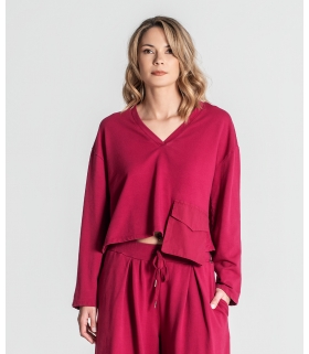 Sweater decote em V com bolso