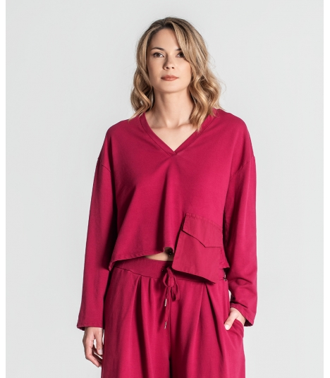 Sweater decote em V com bolso