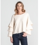 Sweater com folhos nas mangas