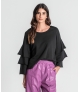Sweater com folhos nas mangas