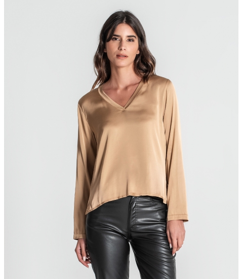 Blusa decote em v manga comprida