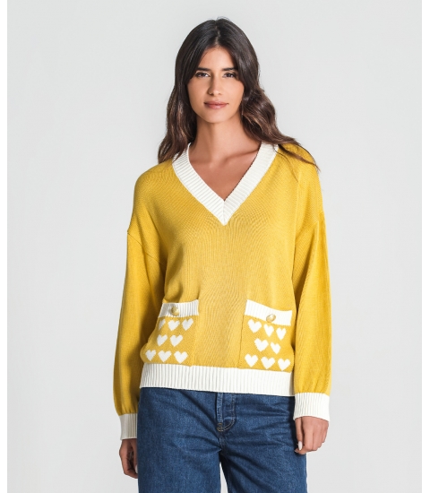 Camisola corações nos bolsos