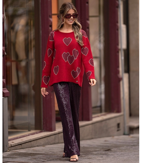 Camisola corações com contorno brilhante