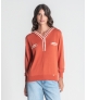 Camisola com capuz botões no decote