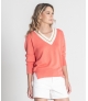 Camisola com relevos e botões nos punhos