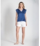 Blusa decote em v acetinada