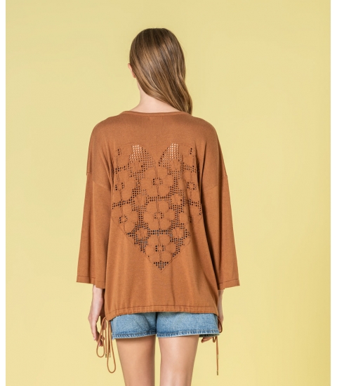 Camisola coração pointelle nas costas