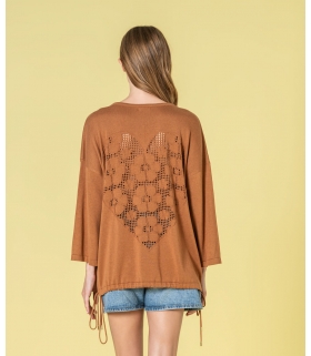 Camisola coração pointelle nas costas