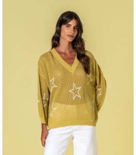 Camisola perfurada estrelas