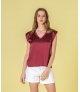 Blusa decote em v acetinada