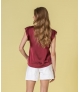 Blusa decote em v acetinada