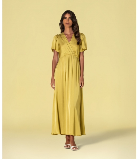 Vestido acetinado cruzado