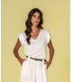 Blusa decote em v com folho na manga