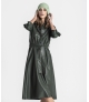 Vestido em napa com molas na frente